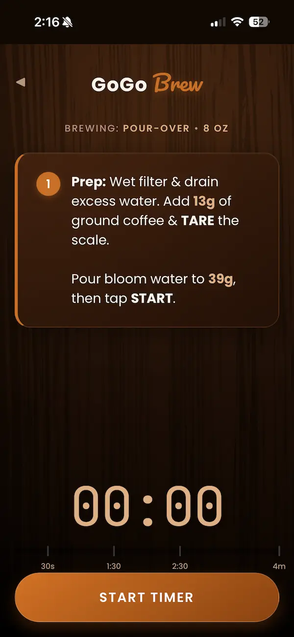 GoGo Brew App Interface